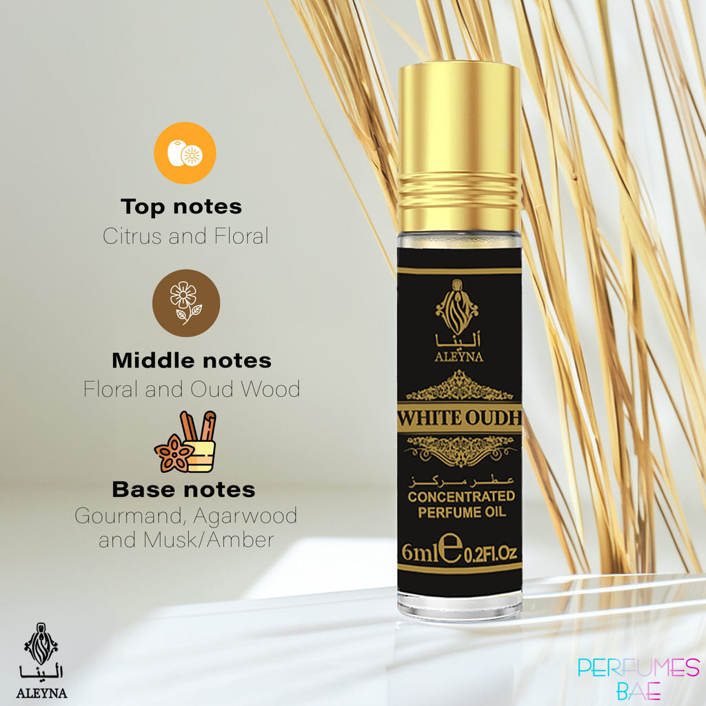 WHITE OUDH Attar Roll-On Perfume 6ml, ALEYNA