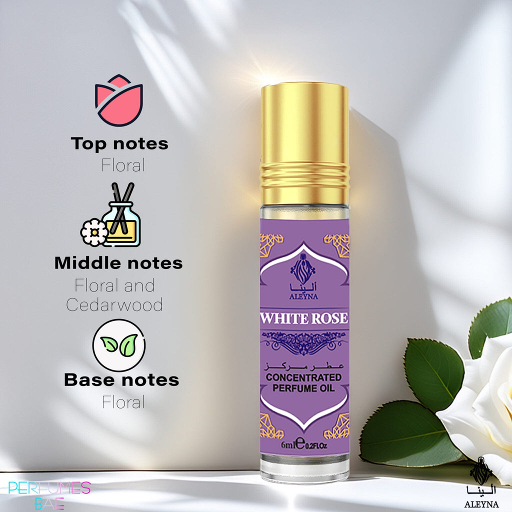 WHITE ROSE Attar Roll-On Perfume 6ml ALEYNA