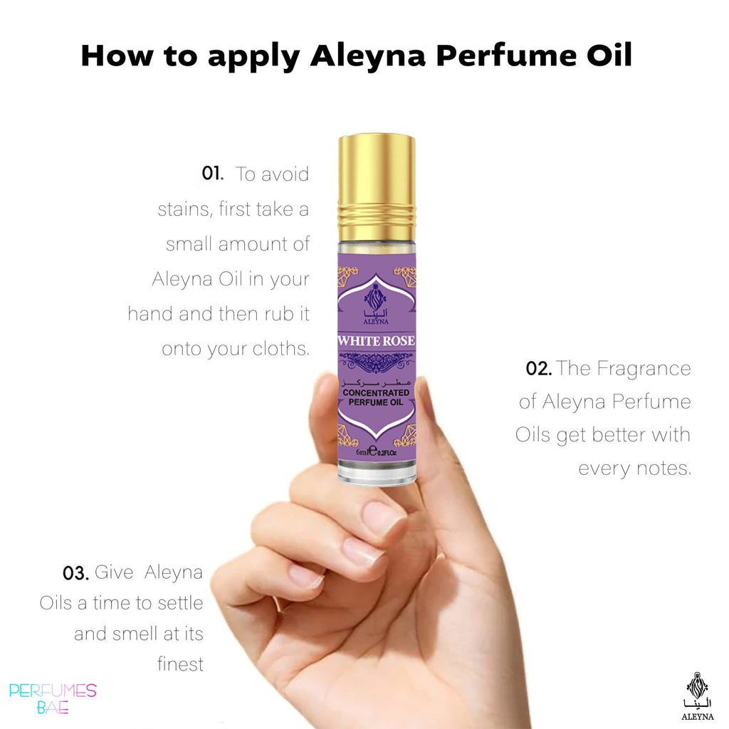 WHITE ROSE Attar Roll-On Perfume 6ml ALEYNA