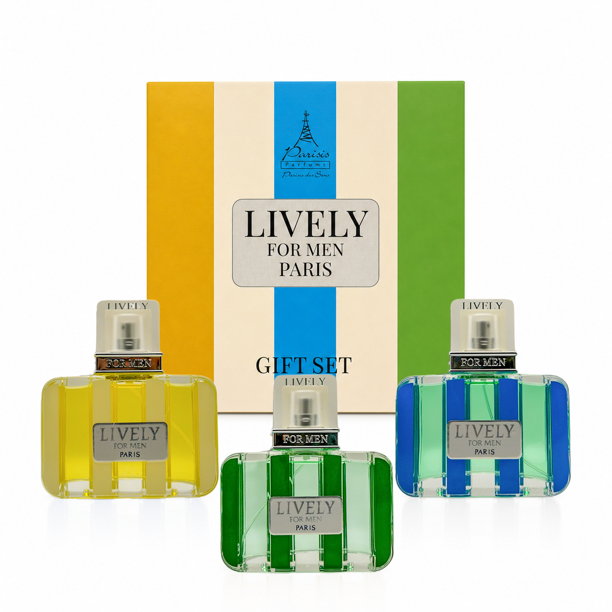 Parisis Parfums Lively For Men Paris Gift Set 3 x 100ml Eau de Toilette Parisis Parfums